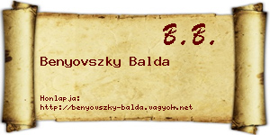 Benyovszky Balda névjegykártya